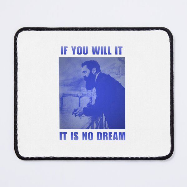 Item preview, Theodor Herzl "If you will it, it is no dream" Zionist Inspirational quote - blue designed and sold by Meirahs.