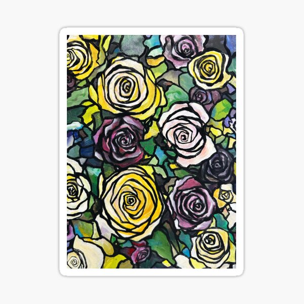 Item preview, Floral Daisy Pansy Stained Glass designed and sold by Valerie Kelley.