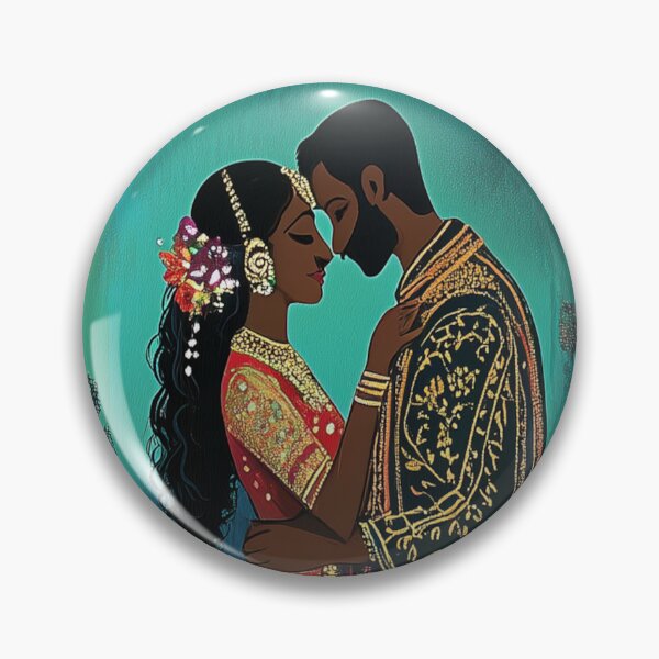 Item preview, Romantic  dark-skinned indian couple in Palace Garden at night designed and sold by BeatnikBuddha.