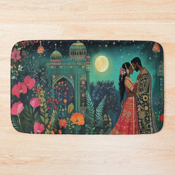 Item preview, Romantic  dark-skinned indian couple in Palace Garden at night designed and sold by BeatnikBuddha.