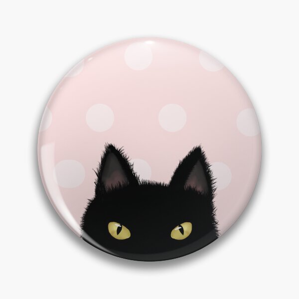 Item preview, Simple Black Cat  Polka dot (Pink Background) designed and sold by ClearAndHappy.