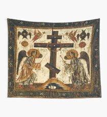 Orthodox Icon Angels Venerating the Cross Wall Tapestry