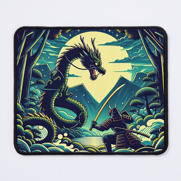 Item preview, Samurai Fighting with Dragon Pop Art Style designed and sold by artofuniverse.