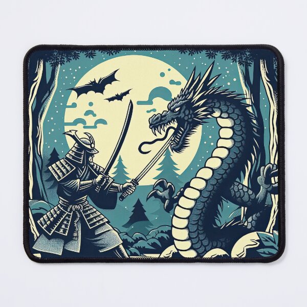 Item preview, Samurai Fighting with Dragon Pop Art Style designed and sold by artofuniverse.