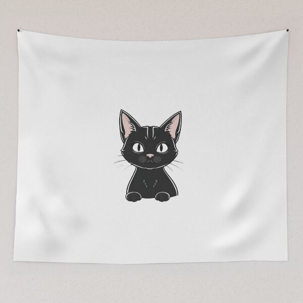 Item preview, Coquette Black Cat in Line Art Style designed and sold by Quirkhive.