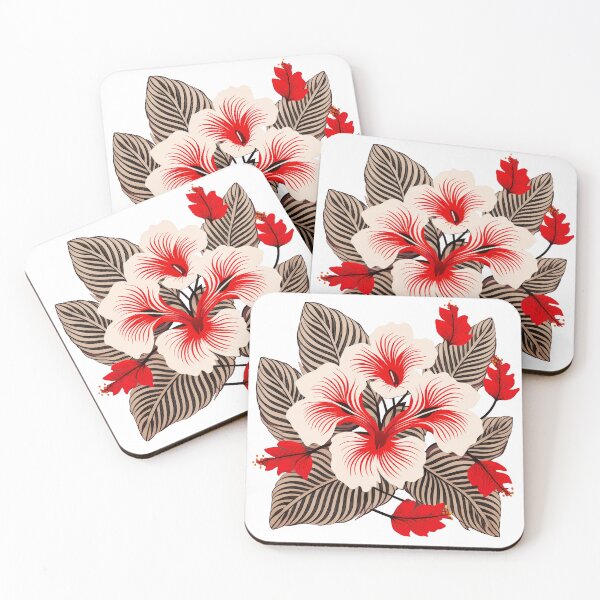Item preview, A hibiscus flowers with zebra stripes, in red and white colors, flat design. designed and sold by HEMRO.