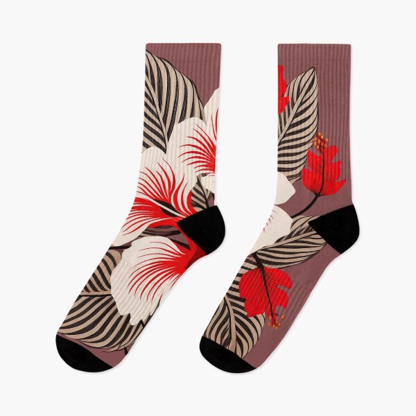 Item preview, A hibiscus flowers with zebra stripes, in red and white colors, flat design. designed and sold by HEMRO.