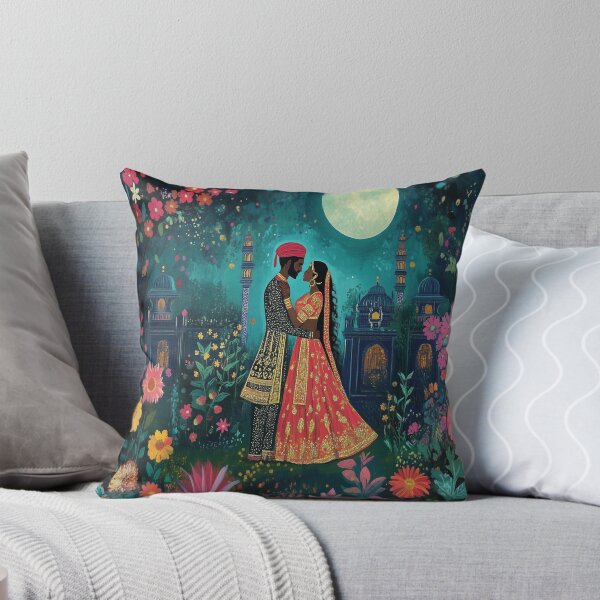 Item preview, Indian Couple embracing under the moon in a garden designed and sold by BeatnikBuddha.