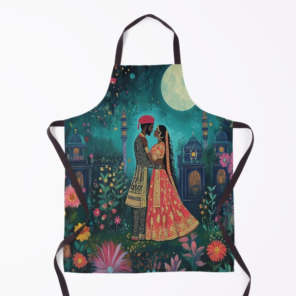Item preview, Indian Couple embracing under the moon in a garden designed and sold by BeatnikBuddha.