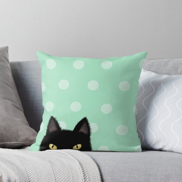 Item preview, Simple Black Cat  Polka dot (Green Background) designed and sold by ClearAndHappy.