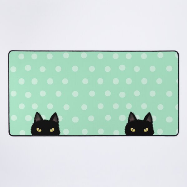 Item preview, Simple Black Cat  Polka dot (Green Background) designed and sold by ClearAndHappy.