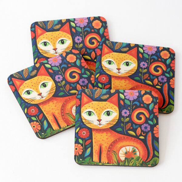 Item preview, Cat Naive Art, design geometric pattern illustration designed and sold by Gabi.Media.