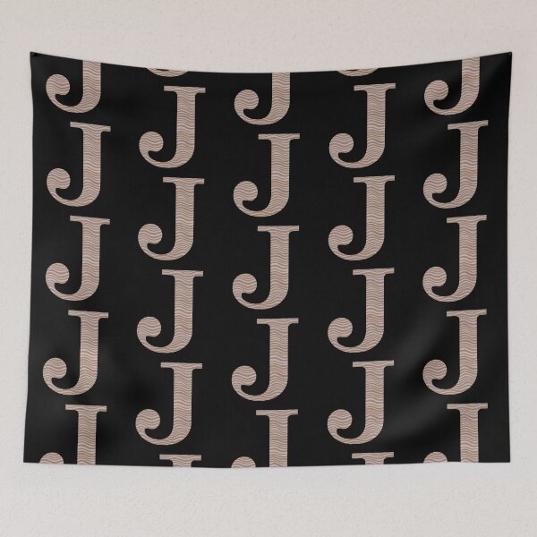 Item preview, Letter J Metallic Look Stripes Silver Gold Copper designed and sold by theartofvikki.