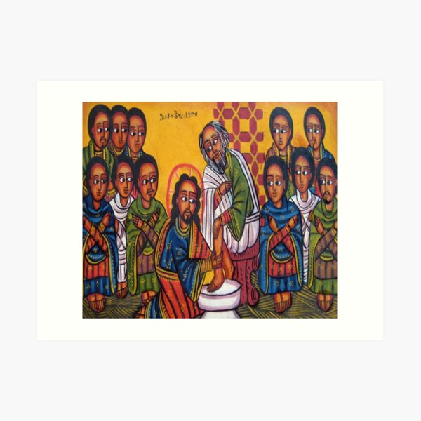 Ethiopian Orthodox Christian Icon Christ Washing Feet Art Print