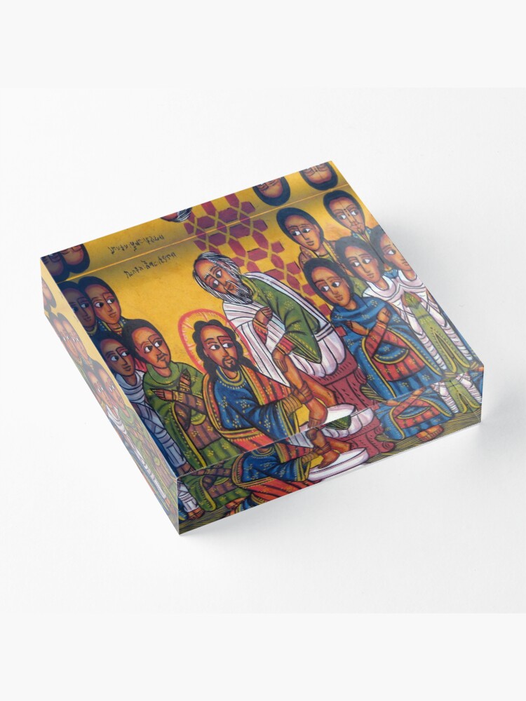 Alternate view of Ethiopian Orthodox Christian Icon Christ Washing Feet Acrylic Block