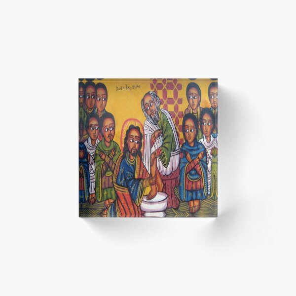 Ethiopian Orthodox Christian Icon Christ Washing Feet Acrylic Block