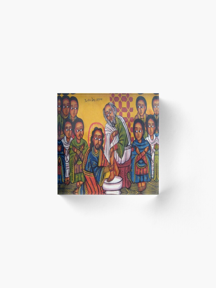 Alternate view of Ethiopian Orthodox Christian Icon Christ Washing Feet Acrylic Block