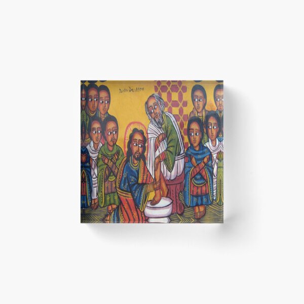 Ethiopian Orthodox Christian Icon Christ Washing Feet Acrylic Block
