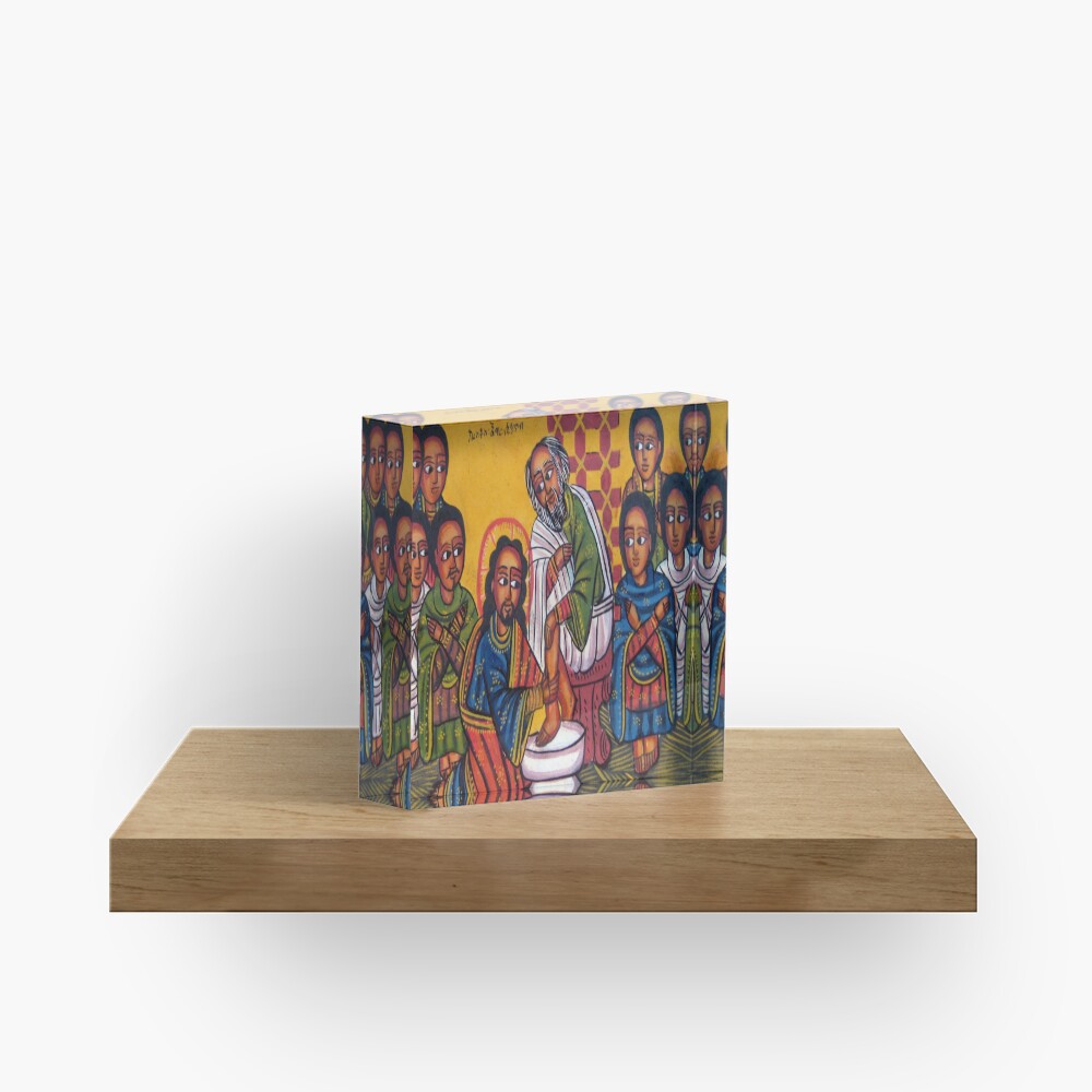 Ethiopian Orthodox Christian Icon Christ Washing Feet Acrylic Block