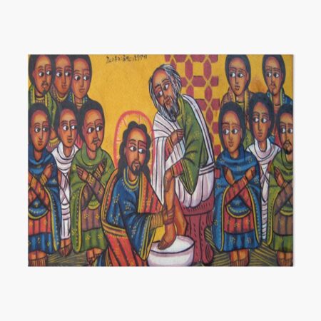 Ethiopian Orthodox Christian Icon Christ Washing Feet Art Board Print