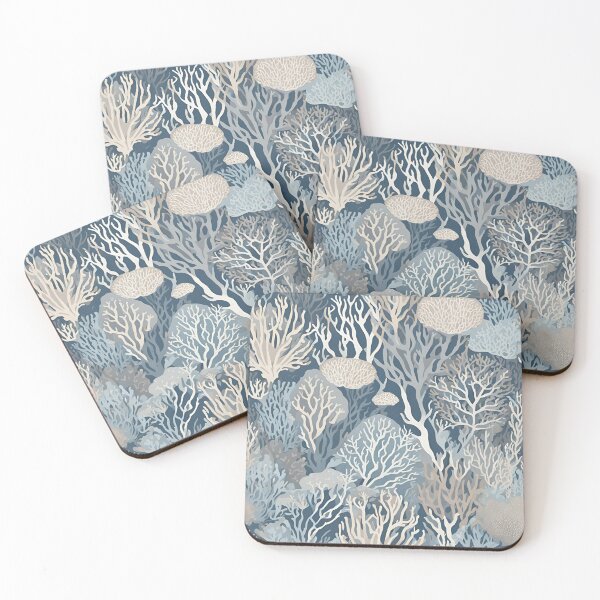 Item preview, Blue Beige Coral Reef  Beachy Ocean Nautical Art designed and sold by SeaStarAlex.