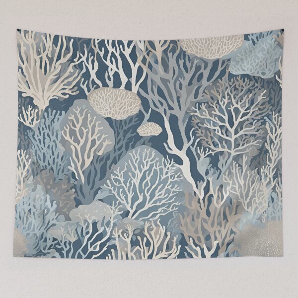 Item preview, Blue Beige Coral Reef  Beachy Ocean Nautical Art designed and sold by SeaStarAlex.