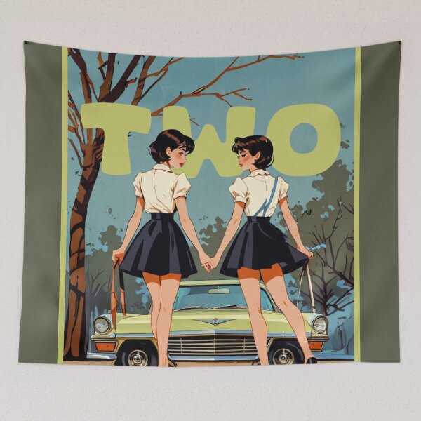 Item preview, two kawaii retro style sisters designed and sold by La Loca.