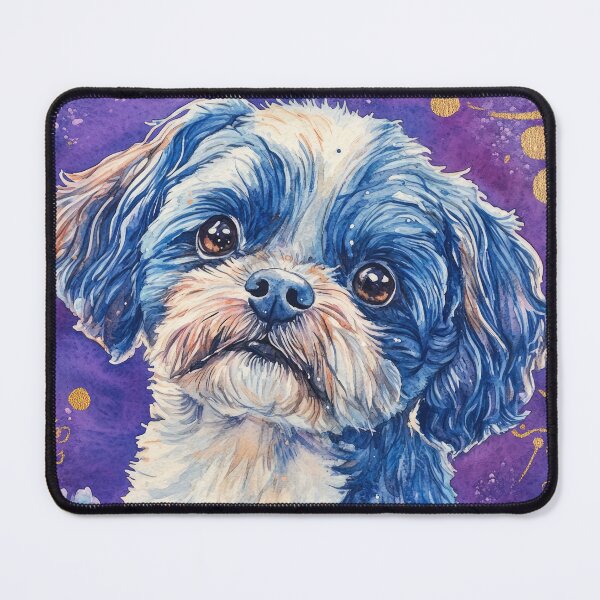 Item preview, Shih Tzu dog into pink flowers retro artwork designed and sold by WallyPink.