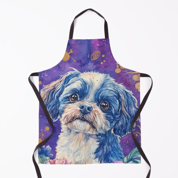 Item preview, Shih Tzu dog into pink flowers retro artwork designed and sold by WallyPink.