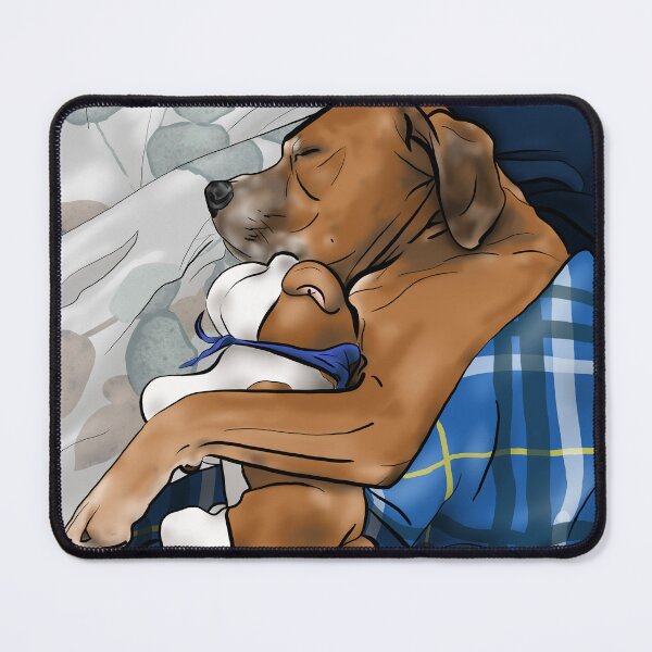 Item preview, Sunny Dog Snuggles with her Favorite Toy and Blanket in Bed designed and sold by kelseygrace-art.
