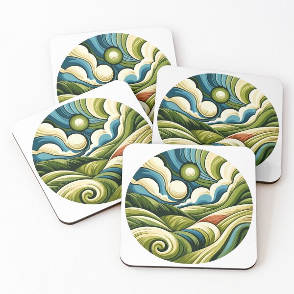 Item preview, Surrealist Rolling Green Hills Design designed and sold by TribalioDesigns.