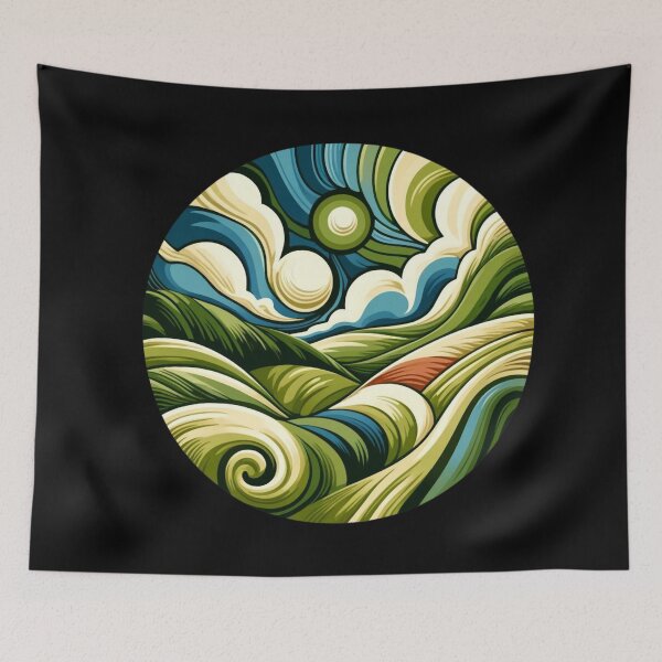 Item preview, Surrealist Rolling Green Hills Design designed and sold by TribalioDesigns.