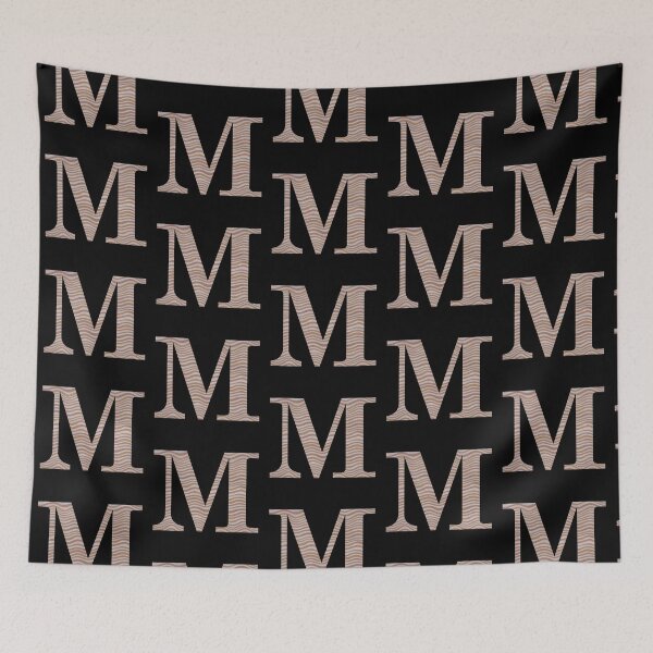 Item preview, Letter M Metallic Look Stripes Silver Gold Copper designed and sold by theartofvikki.