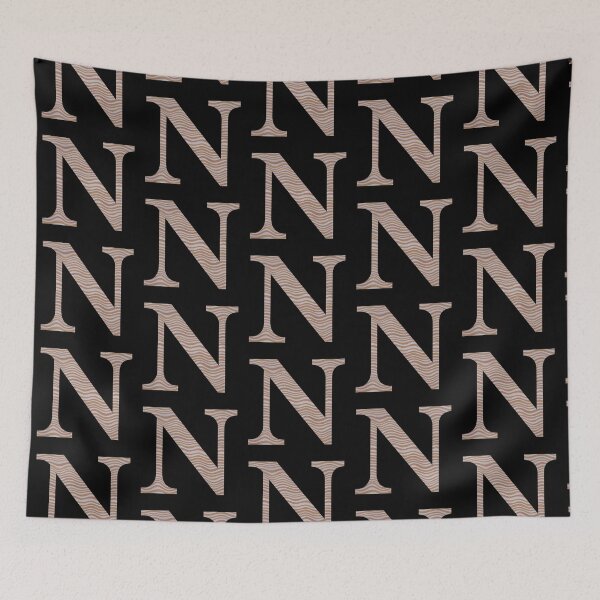 Item preview, Letter N Metallic Look Stripes Silver Gold Copper designed and sold by theartofvikki.