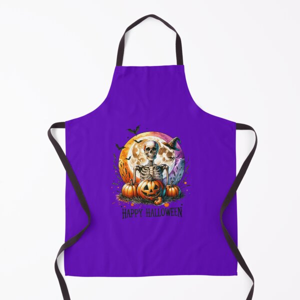Item preview, Full Moon Frights – Watercolor Skeleton & Pumpkin Patch 'Happy Halloween' Scene designed and sold by artedigital99.