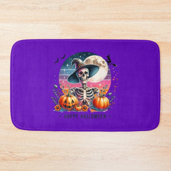 Item preview, Full Moon Frights – Watercolor Skeleton & Pumpkin Patch 'Happy Halloween' Scene designed and sold by artedigital99.