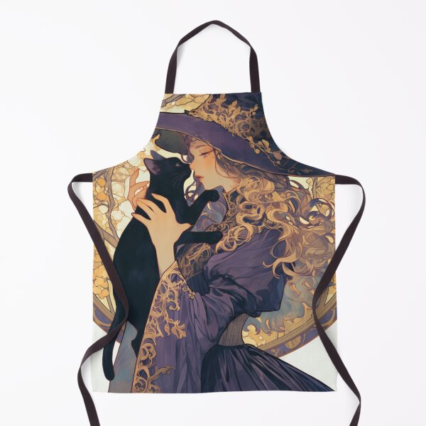 Item preview, Art Nouveau witch with her cat designed and sold by MendaciousMina.