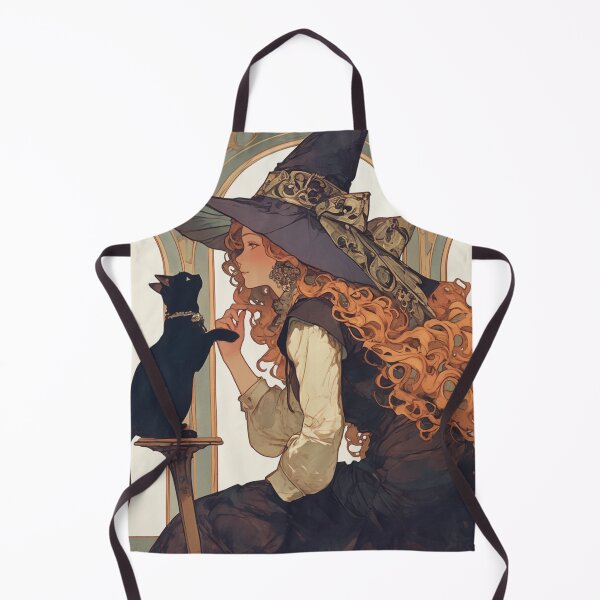 Item preview, Art Nouveau witch with her cat designed and sold by MendaciousMina.