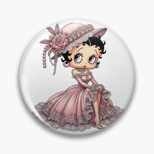Item preview, Betty Boop in Elegant Pink Hat and Lace Dress designed and sold by LyssasMindArt.