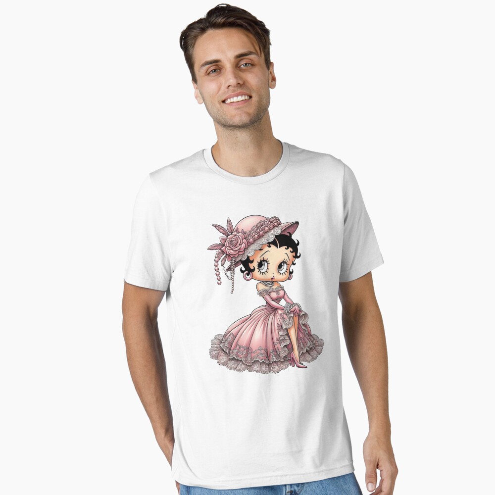 Betty Boop in Elegant Pink Hat and Lace Dress