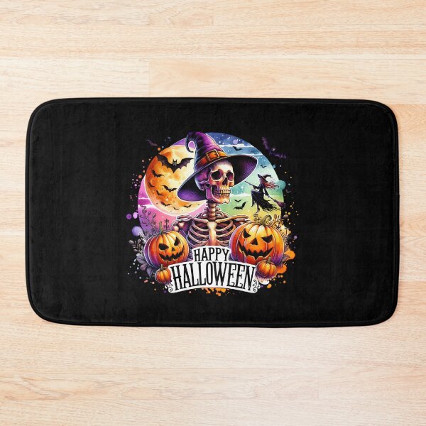 Item preview, "Moonlit Fright – Skeleton and Pumpkins Halloween Night" designed and sold by artedigital99.