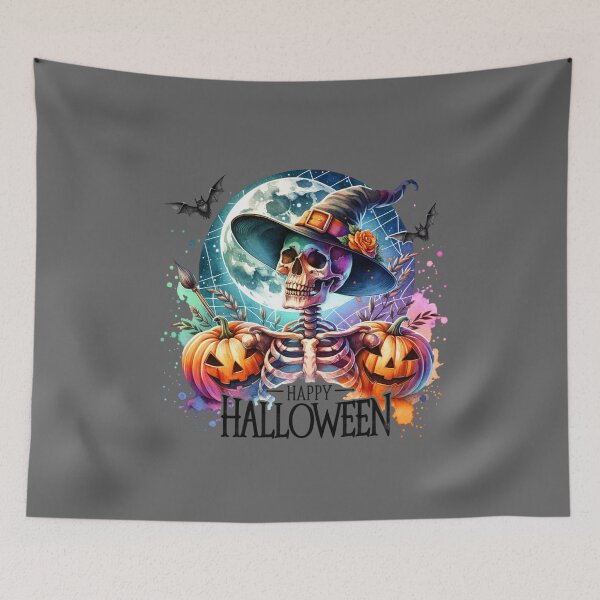 Item preview, Moonlit Fright – Skeleton and Pumpkins Halloween Night designed and sold by artedigital99.