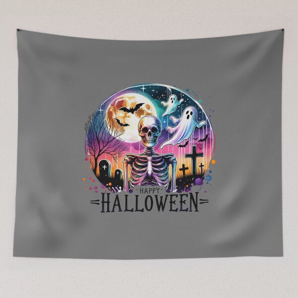 Item preview, Ghostly Gathering – Skeleton and Spirits Halloween Design designed and sold by artedigital99.