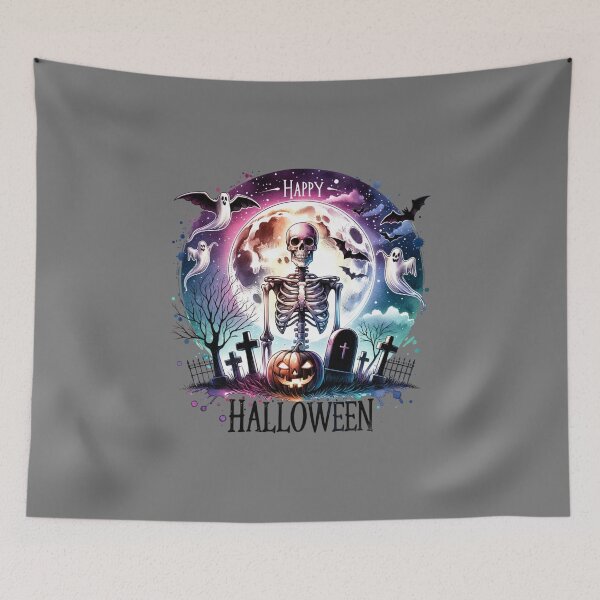 Item preview, Ghostly Gathering – Skeleton and Spirits Halloween Design designed and sold by artedigital99.