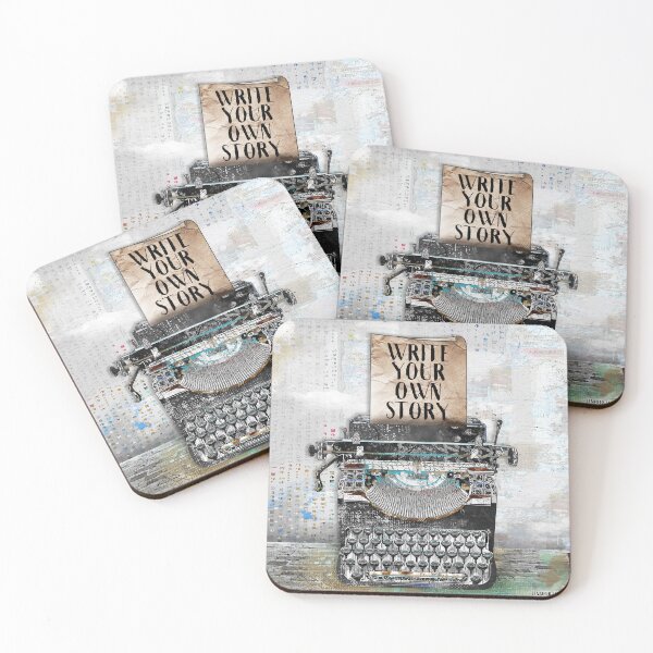 Item preview, Write Your Own Story Vintage Typewriter - Positive Quote Collage Art designed and sold by Jennifer  Lambein.