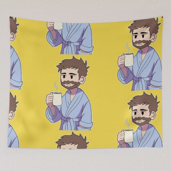 Item preview, Morning Procrastinator - Man with Robe and Coffee designed and sold by Rawecz Studio.