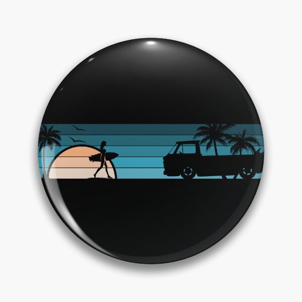 Item preview, Corvair Rampside Loadside Surfer Girl Sunset Beach Vintage Style Cyan Peach designed and sold by FlatSixGraphics.