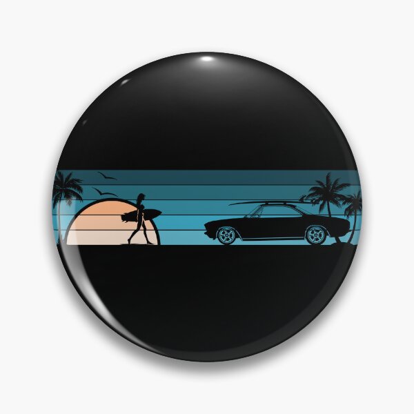 Item preview, 1965 1966 1967 1968 1969 Corvair Coupe Surfer Girl Sunset Beach Vintage Style Cyan Peach designed and sold by FlatSixGraphics.