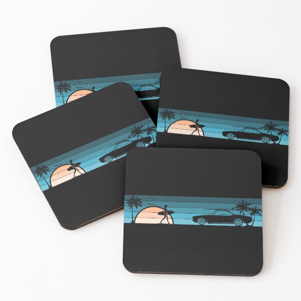 Item preview, 1965 1966 1967 1968 1969 Corvair Coupe Surfer Girl Sunset Beach Vintage Style Cyan Peach designed and sold by FlatSixGraphics.