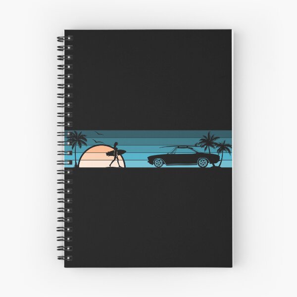 Item preview, 1965 1966 1967 1968 1969 Corvair Coupe Surfer Girl Sunset Beach Vintage Style Cyan Peach designed and sold by FlatSixGraphics.